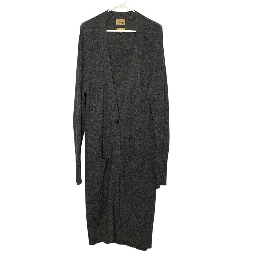 Aritzia Long Charcoal Gray Open Front Sweater Cardigan